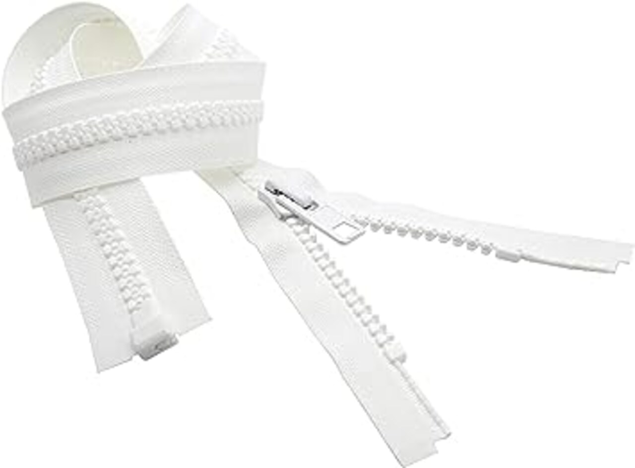 YKK #10 Heavy Duty Vislon Molded Plastic Marine Separating Zipper - Color White - Select Length - 1 Zipper Per Pack (68")